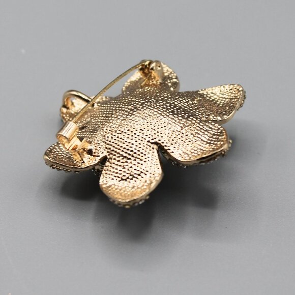 Flower jewelry brooch pin pendant nature white pearl green yellow gold tone - Picture 11 of 12